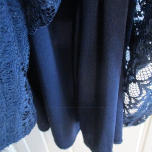 THREE PINK HEARTS $58 Navy Lace Belted Pull-On Cap-Sleeve Dress size 3X NWT - Picture 6 of 9